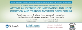 Invitation for an Evening of Inspiration and Hope Donation and Transplantation Open Forum